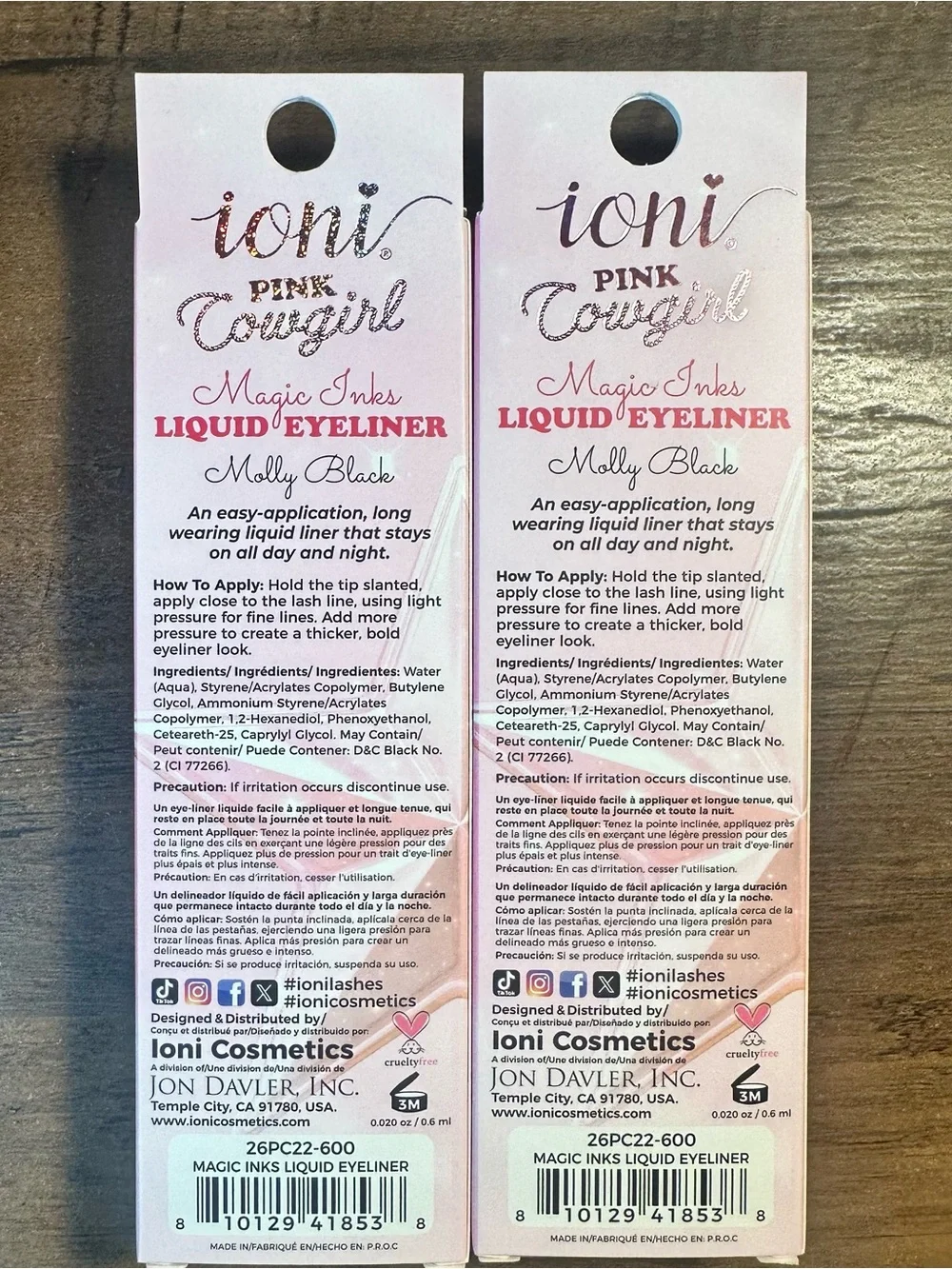 Ioni Pink Cowgirl Magic Inks Liquid Eyeliner ~Molly Black~ Long Wearing New